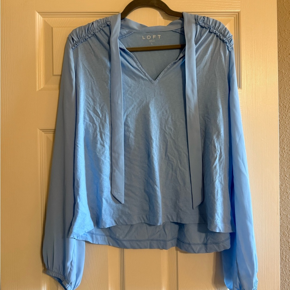 LOFT Ruffle Shoulder Blouse with Sailor Collar